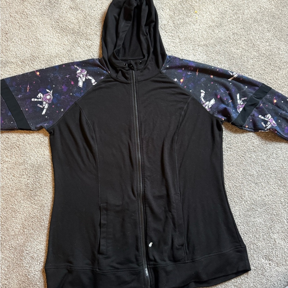 Torrid Buzz Lightyear Black Hoodie with Print Sleeves